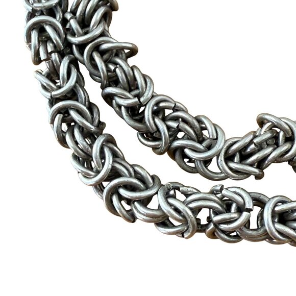 Vintage Sterling Silver Double Byzantine Bracelet With Clasp safety Chain - Picture 6 of 9